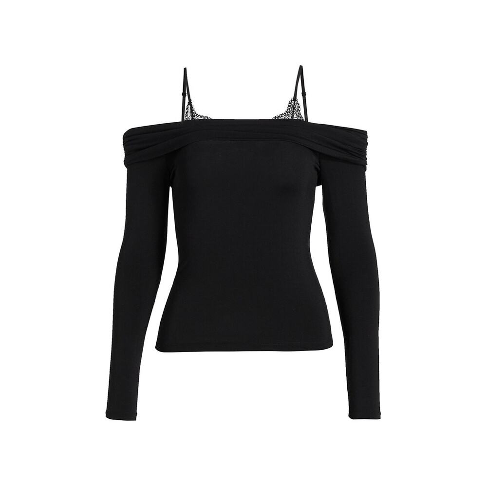 Jonathan Simkhai Standard Black Polyester Mirra Jersey Off-The-Shoulder Top